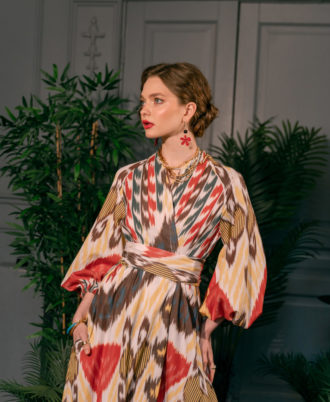 BELLE cotton ikat kimono dress